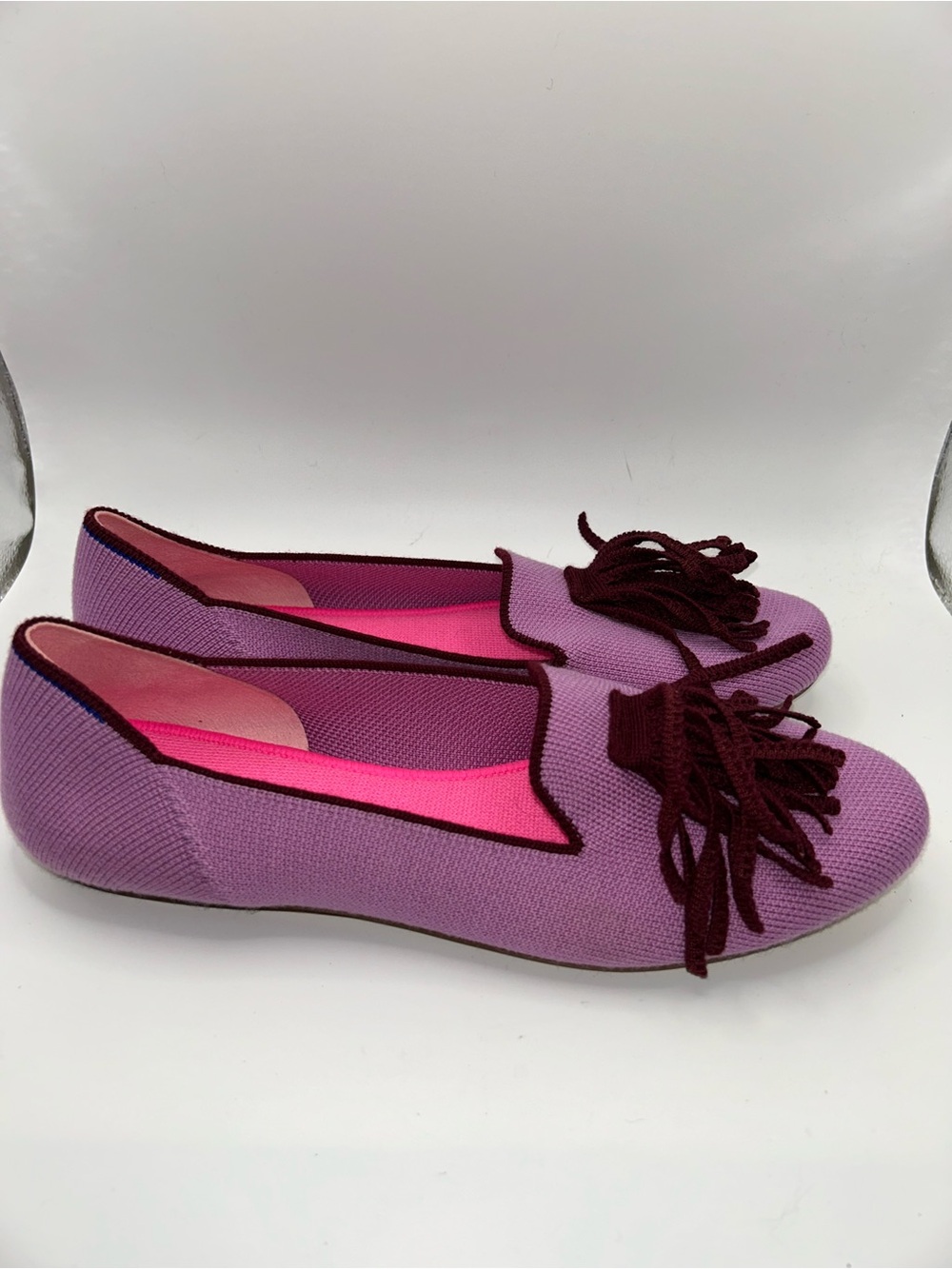 Rothy’s merino wool tassel purple loafers size 8.5
